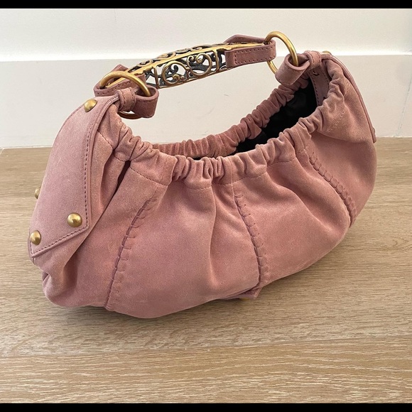 YSL vintage Mombasa pink suede bag with gold hardware - Picture 6 of 11